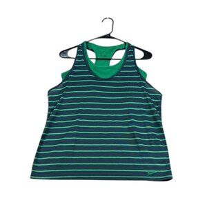 Nike Dri-Fit Tank Top Women’s Size M Navy Green Built-In Bra Athletic